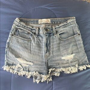 Abercrombie & Fitch Blue Jean Shorts Distressed High-Waisted